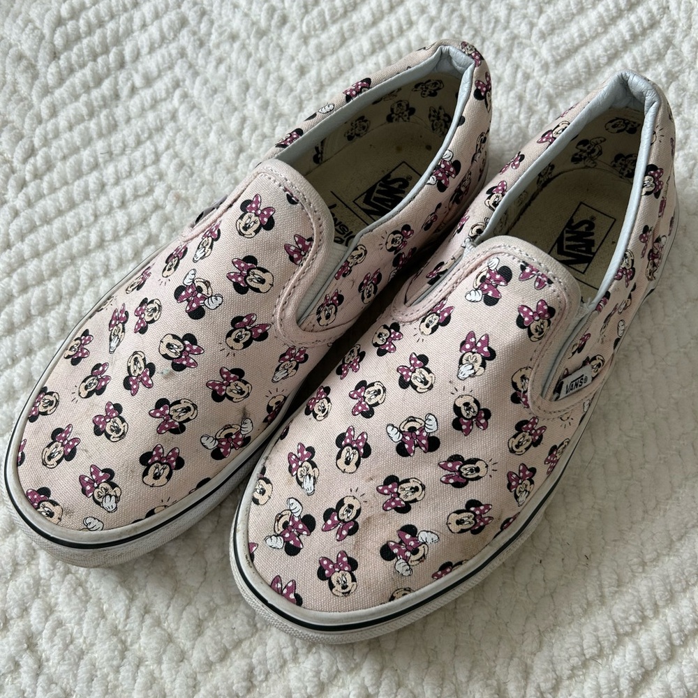Vans Pink Minnie Mouse Patterned Slip-Ons